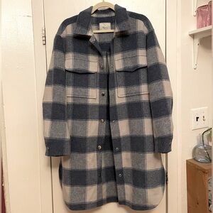 Blue Wool Rails Jaro Checkered Overcoat